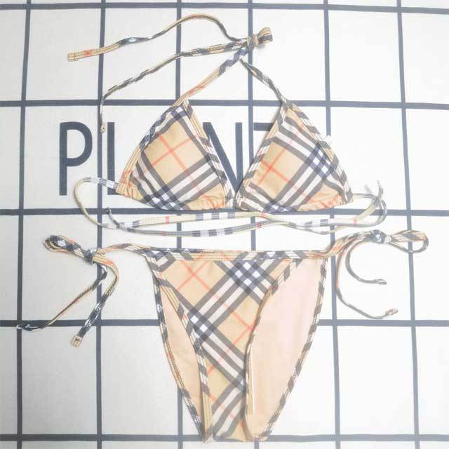 Plaid Print Strappy Bikini Set