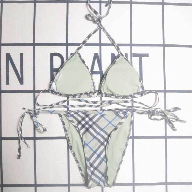 Plaid Print Strappy Bikini Set