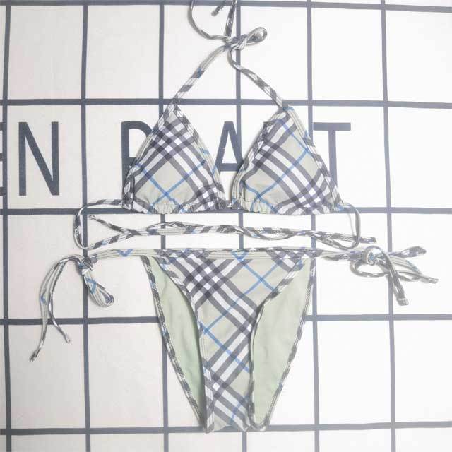 Plaid Print Strappy Bikini Set