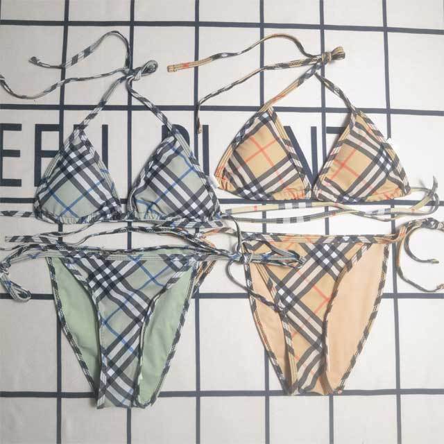 Plaid Print Strappy Bikini Set