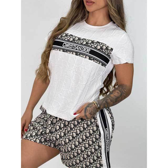 Fashion Embossing Casual Short Set