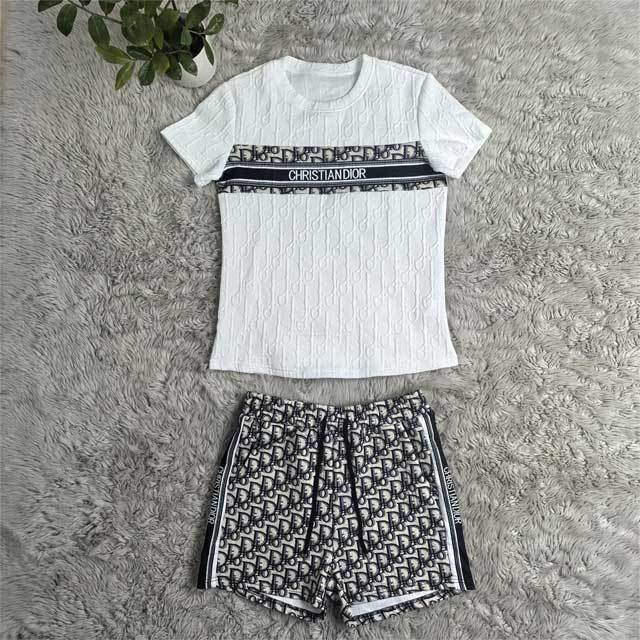Fashion Embossing Casual Short Set