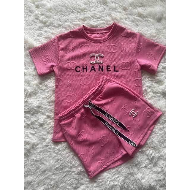 Fashion Embossing Pearl Casual Short Set