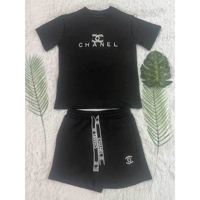 Fashion Embossing Pearl Casual Short Set