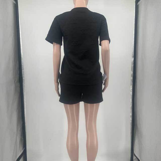 Fashion Embossing Pearl Casual Short Set