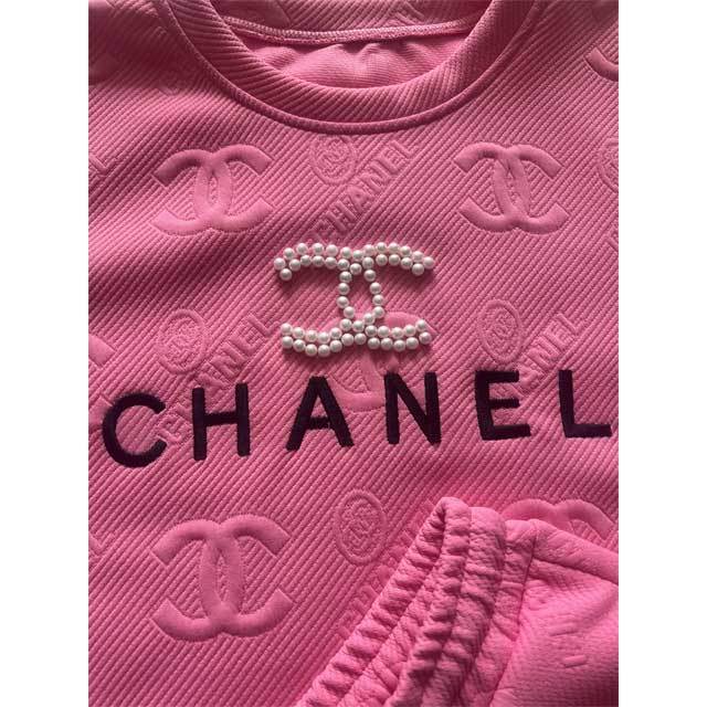 Fashion Embossing Pearl Casual Short Set