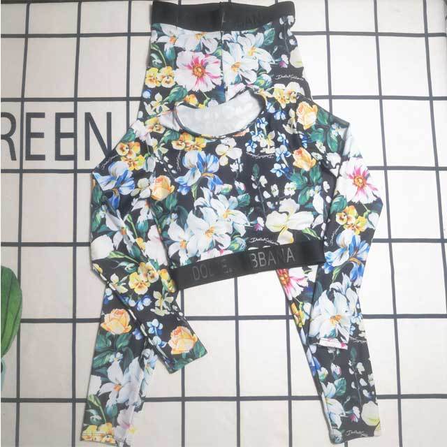Floral Print Skinny Long Sleeve Jogging Suit