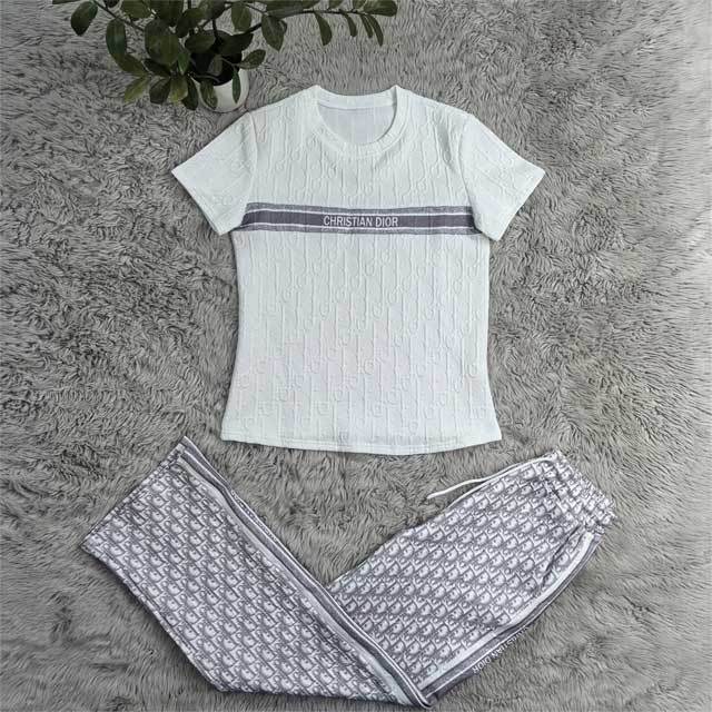 Letter Embossing Short Sleeve Pants Set