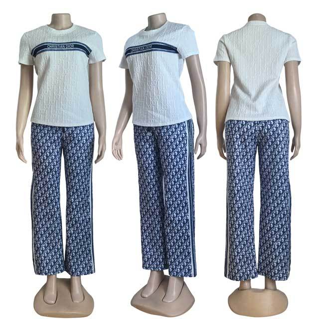 Letter Embossing Short Sleeve Pants Set