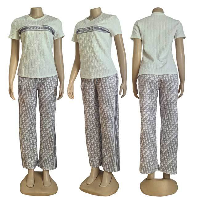 Letter Embossing Short Sleeve Pants Set