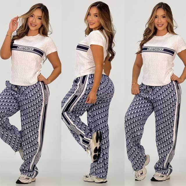 Letter Embossing Short Sleeve Pants Set