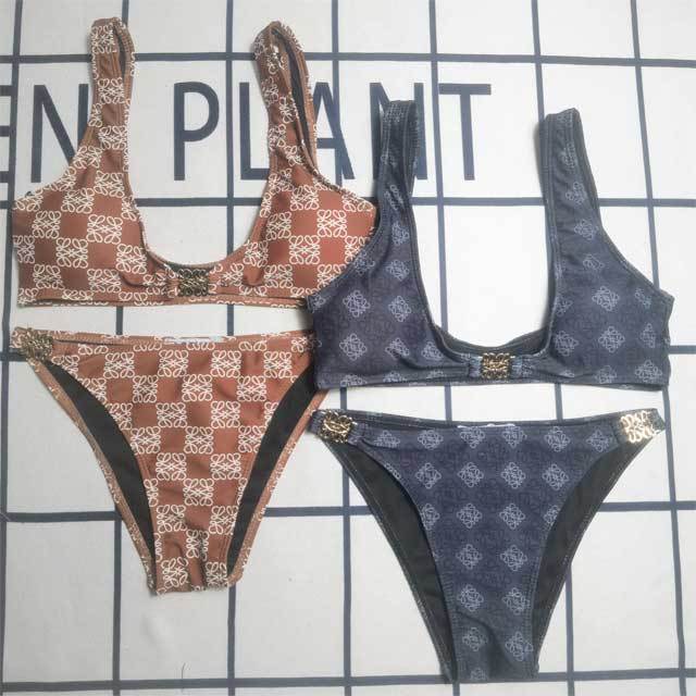 Metal Logo Printed Fashion Tankinis Set