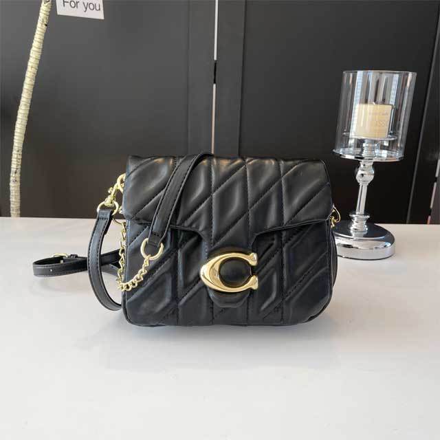 Leather Metal Logo Messenger Bag
