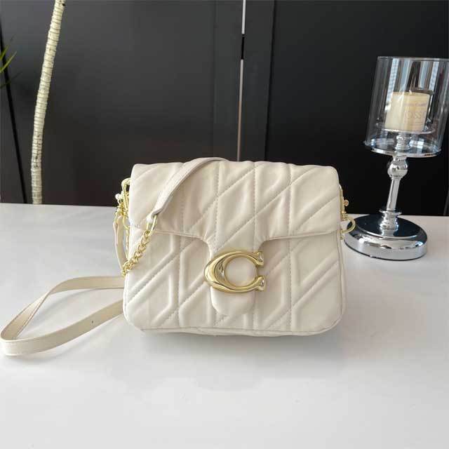 Leather Metal Logo Messenger Bag