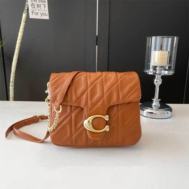 Leather Metal Logo Messenger Bag