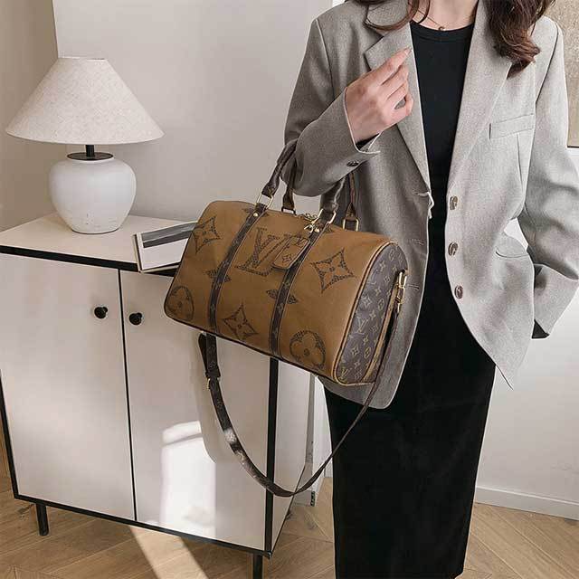 Leather Printed Crossbody Travel Bag