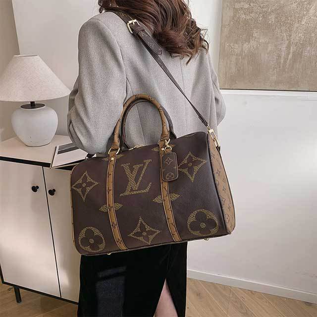 Leather Printed Crossbody Travel Bag