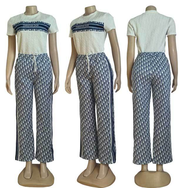 Fashion Embossing Short Sleeve Pants Suit