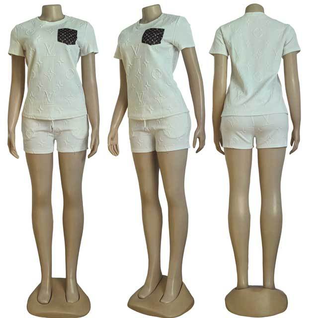 Fashion Embossing Women Short Set