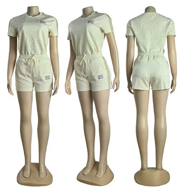 Women Embossing Casual Short Set