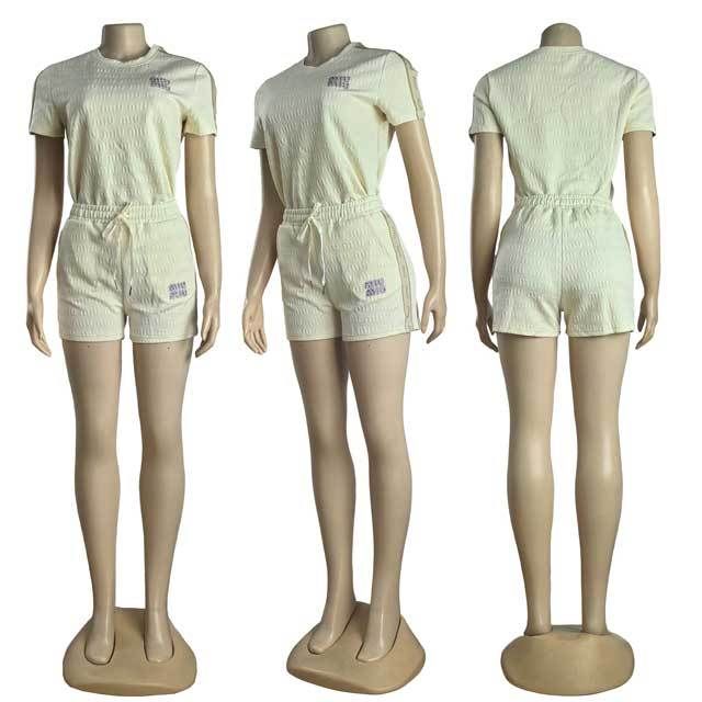 Women Embossing Casual Short Set