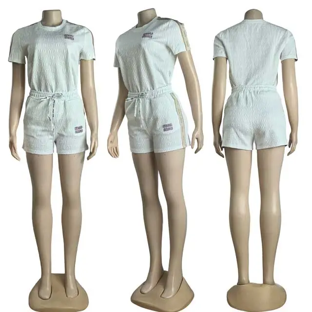 Women Embossing Casual Short Set