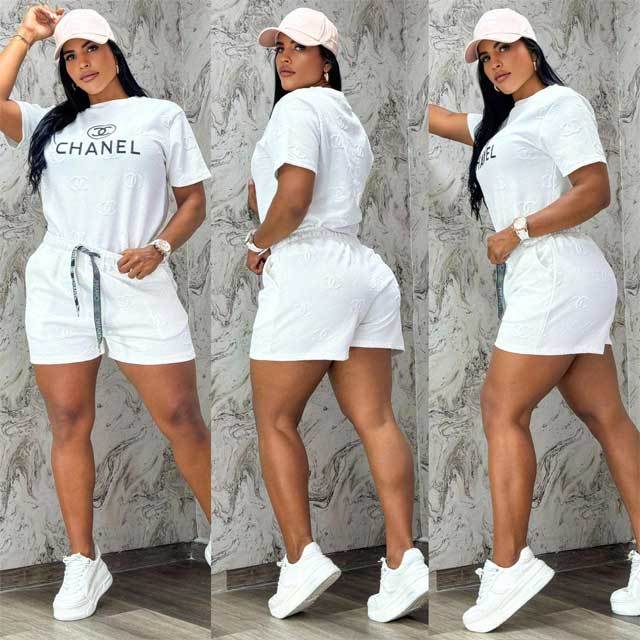 Embroidery Casual Sport Short Set