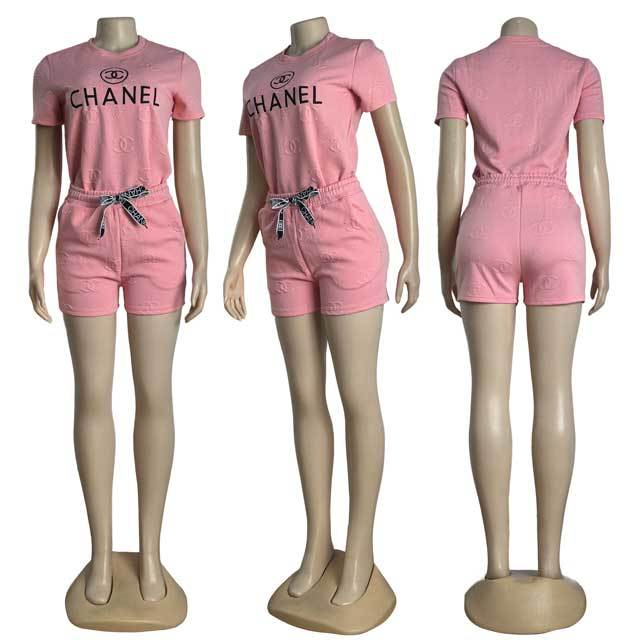 Embroidery Casual Sport Short Set