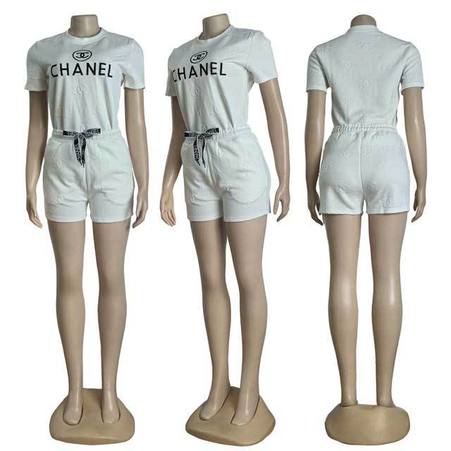 Embroidery Casual Sport Short Set