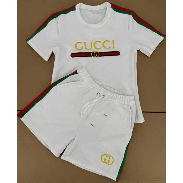 Embroidery Fashion Striped Casual Short Set