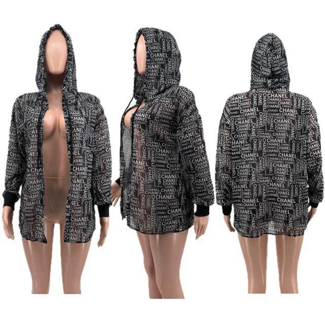 Fashion Printed Hooded Sun Protection Jacket