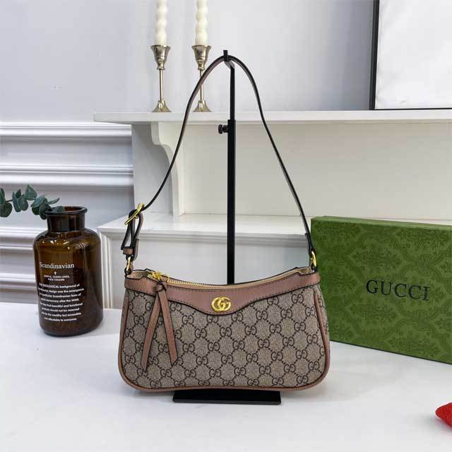 Metal Logo Leather Fashion Underarm Bag