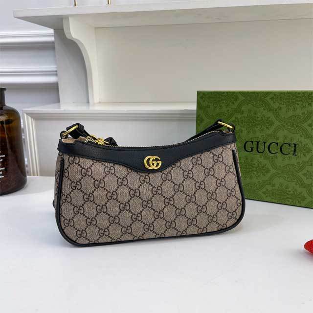 Metal Logo Leather Fashion Underarm Bag