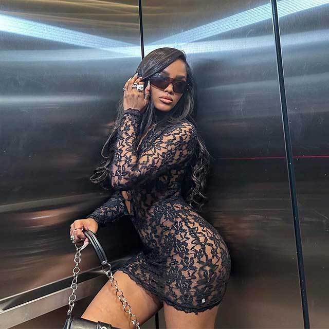Plunging V Neck Lingerie Lace Dress