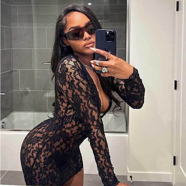Plunging V Neck Lingerie Lace Dress