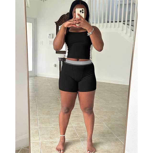 Color Block Sleeveless Tank Top Fitted Short Set