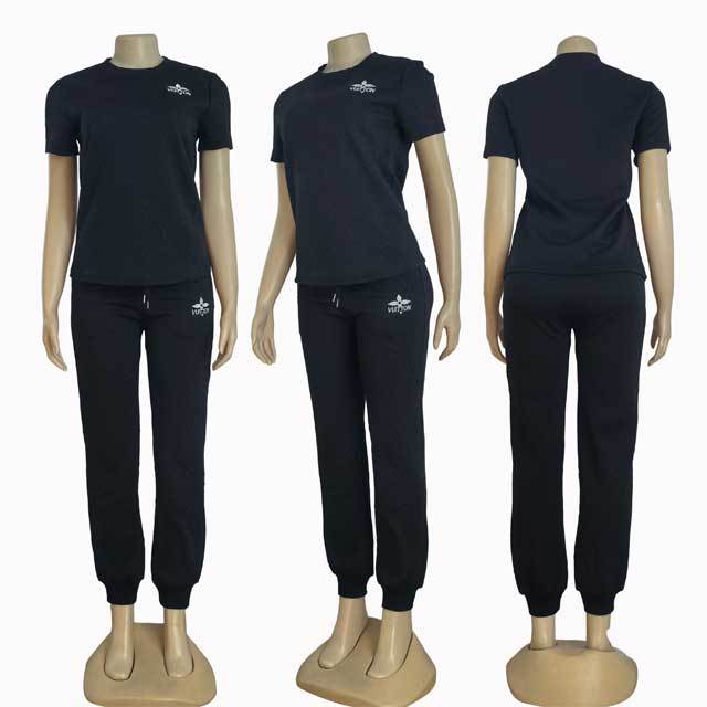 Embroidery Short Sleeve Casual Jogging Suit