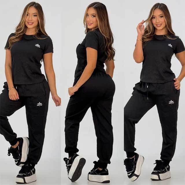 Embroidery Short Sleeve Casual Jogging Suit