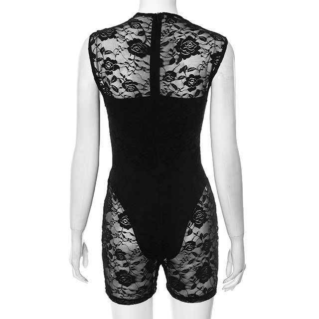Hollow Out See Through Lace Skinny Romper