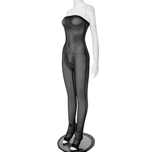 Off Shoulder Hollow Out Mesh Skinny Jumpsuit