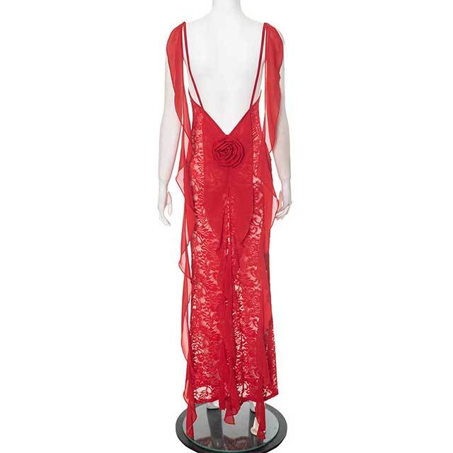 Open Back See Through Lace Maxi Dress