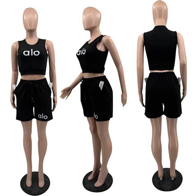 Letter Print Sport Short Set