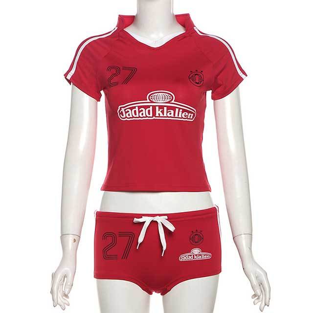Letters Printed Jogging Style Short Set 2 Pieces