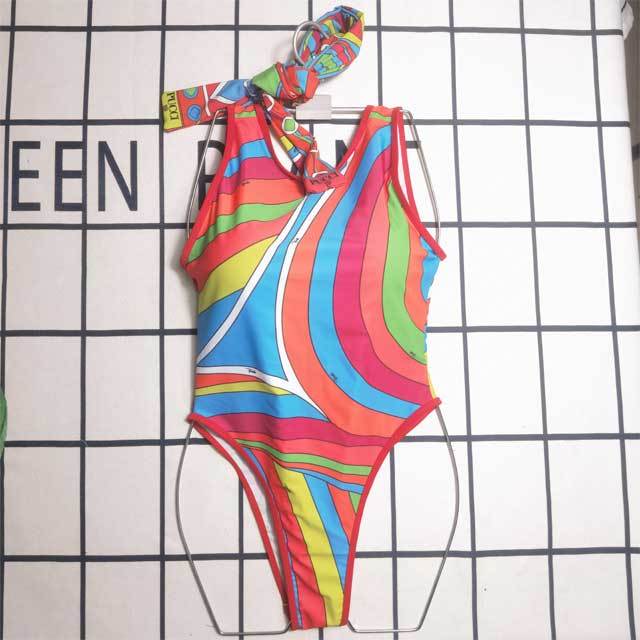 Printed Backless One Piece Swimwear
