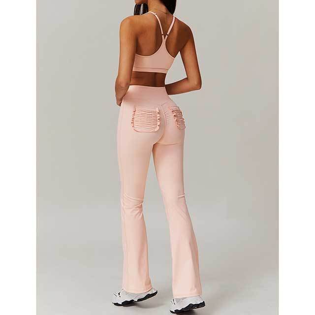 Solid Color 3 Pieces Active Bell Pant Set