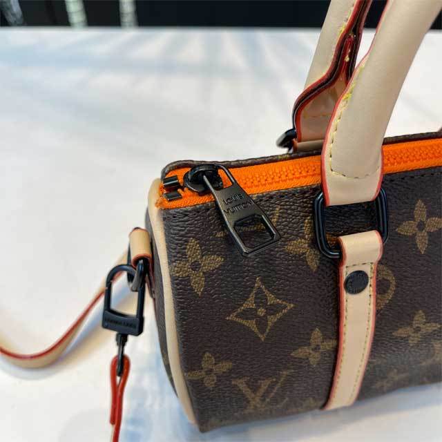 Printed Leather Crossbody Boston Bag