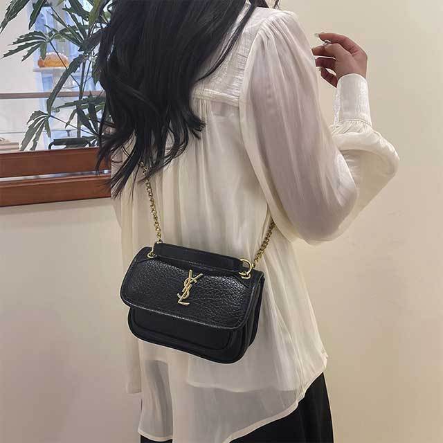 Metal Logo Leather Fashion Crossbody Bag