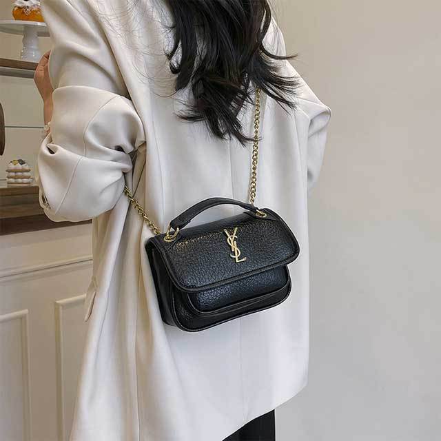 Metal Logo Leather Fashion Crossbody Bag