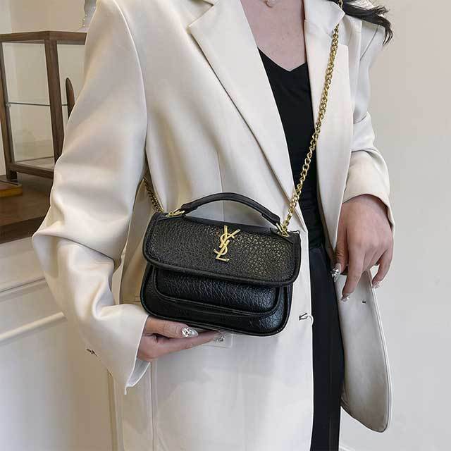 Metal Logo Leather Fashion Crossbody Bag