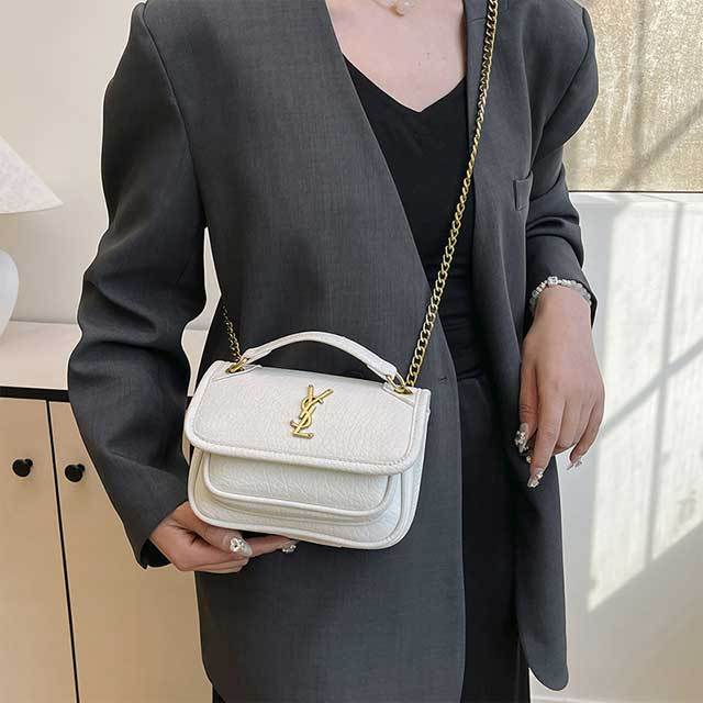 Metal Logo Leather Fashion Crossbody Bag